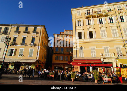 Outdoor cafes in Place Charles Felix, Nice, France Stock Photo