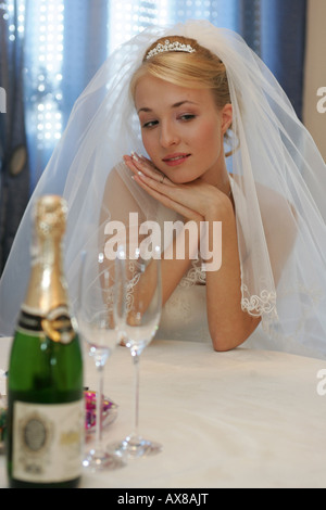 Bride wearing a veil Stock Photo - Alamy