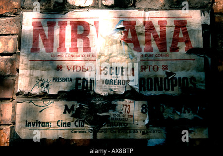 Poster for Nirvana rock concert on wall in Bogota Colombia Stock Photo