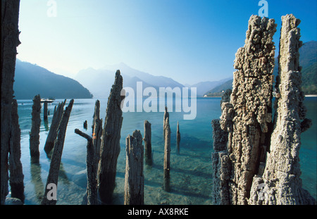 Landscape at Lago di Ledro, west of lake Garda, Trento, Italy, Europe Stock Photo