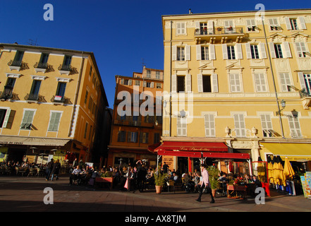 Outdoor cafes in Place Charles Felix, Nice, France Stock Photo