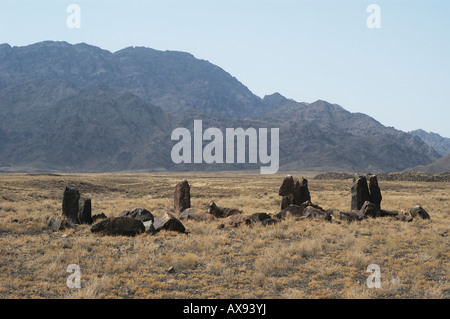 Kurgans of Bes Shatyr (five tents) Almaty, Kazakhstan Stock Photo