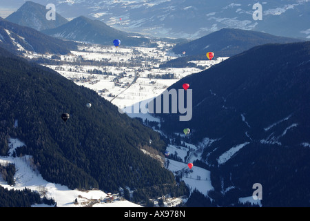 Hot air balloons over Filzmoos, Austria Stock Photo
