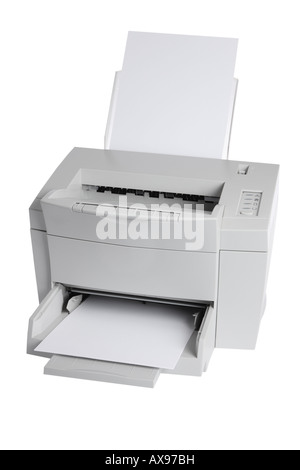 Desktop Printer cut out on white background Stock Photo