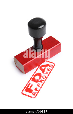 FDA APPROVED Rubber Stamp cut out on white background Stock Photo