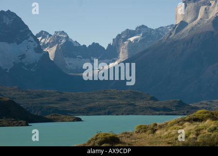 Andian Mountains,Andes,Snow,Camping,Hiking,Patagonian Stepp, Melt,Glacial,Lakes,Glaciers,Icebergs,Chile,Torres del Paine,National Park Stock Photo