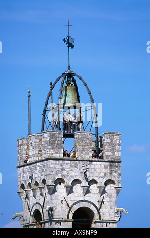 Torre del Mangia, Detail, Siena, Tuscany Italy Stock Photo
