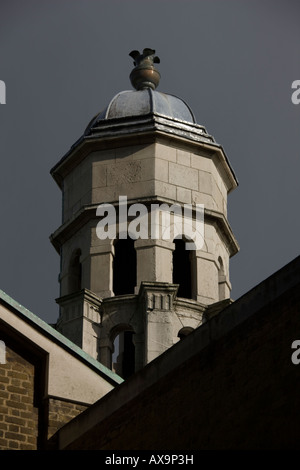 The smaller tower of Saint-George's-in-the-East Church of England church in the London east end Borough of Tower Hamlets Stock Photo