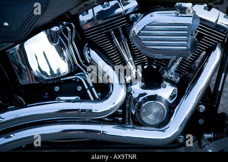 Engine of a Harley Davidson Motorcycle Stock Photo