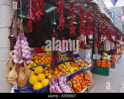 Sales booth of fruits and vegetables, Vilafranca de Bonany Majorca, Spain Stock Photo