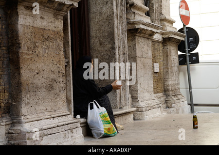 Poverty on the streets of Rome Stock Photo