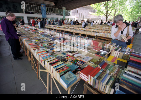 Book stalls under Waterloo Bridge in London Britain UK Stock Photo