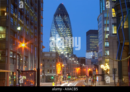 30 St Mary Axe Swiss Re Gherkin skyscraper tower in London England UK Stock Photo