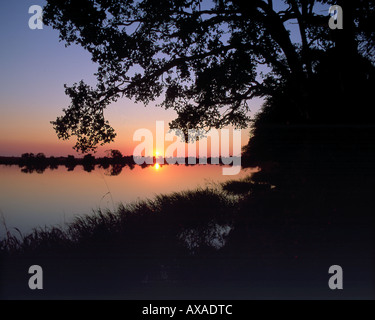 Sunset over the Chobe River, Evening mood, Botswana, Africa Stock Photo