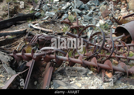 Old mining equipment abandoned at Holy Cross City, a Ghost Town, high in the Colorado Rockies Stock Photo