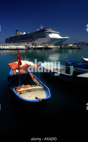 Costa Atlantica Spirit-class cruise ship operated by Costa Crociere docked at the port of Kusadasi resort town on Turkey’s western Aegean Sea Stock Photo