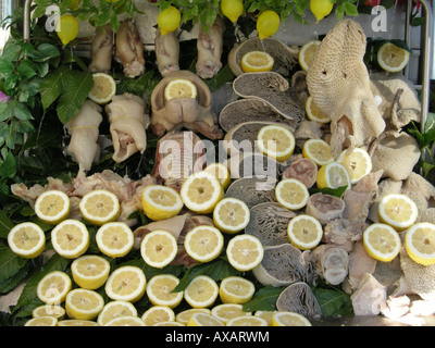 Tripes stall in Mergellina quarter - Naples Campania South Italy Stock Photo