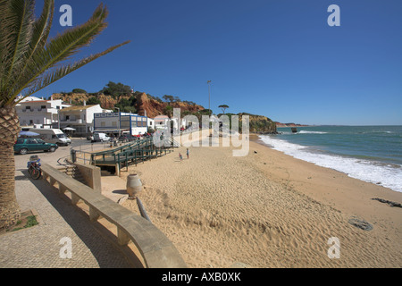 Beach front at Olhos D' Agua on the Algarve. Stock Photo