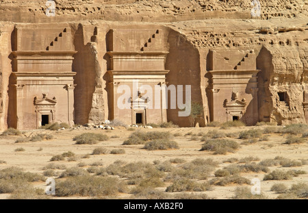 Nabatean Tombs at Medain Salem Western Province Saudi Arabia Stock Photo