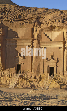 Nabatean Tombs at Medain Salem Western Province Saudi Arabia Stock Photo