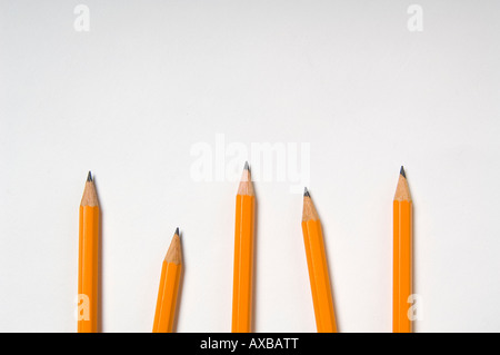 Various pencils on white background. Stock Photo