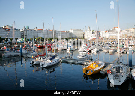 Boats in port, La Coruna, Galicia, Spain, Europe Stock Photo
