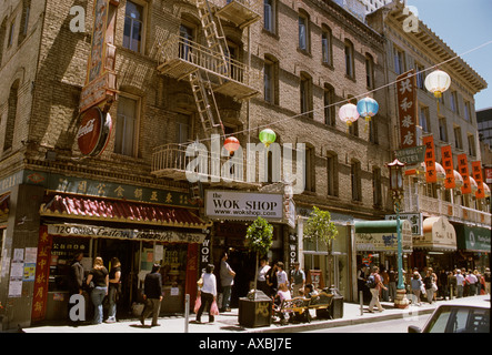 Street in Chinatown district San Francisco California USA Stock Photo