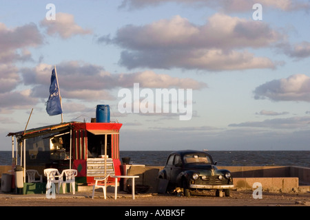 Tiny cafe/shack on the Montevideo coast Stock Photo