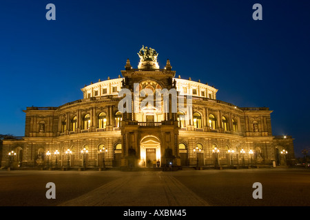 Dresden theatre square semper opera house at twilight Stock Photo