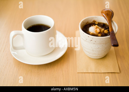 Coffee and adzuki bean dessert Stock Photo