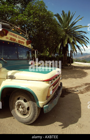 Guatemala Bus in San Juan del Obispo village Stock Photo