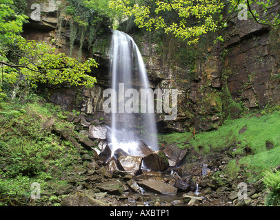 Melin Court (also Melin Cwrt) waterfall Resolven Vale of Neath South Wales UK Stock Photo