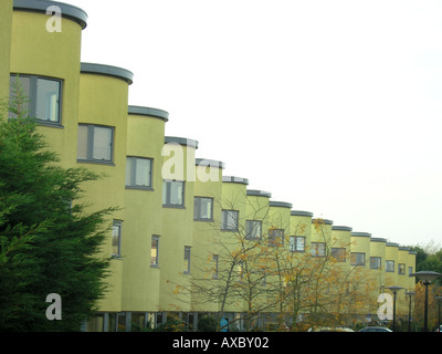 Row of identical terraced houses in modern architecture Almere Buiten Netherlands Stock Photo