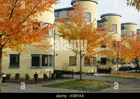 residential area in Almere Buiten with typical architecture Netherlands Stock Photo