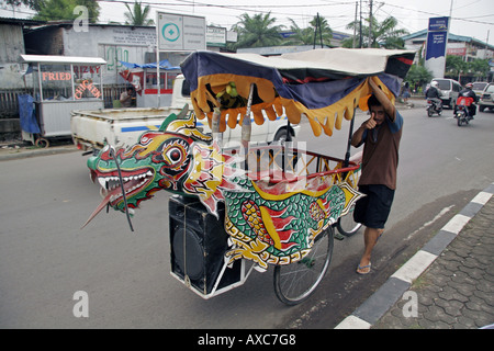 Bicycle taxi Cilegon Java Indonesia Stock Photo