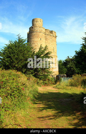 Tower on Ile Ebihens, St Jacut de la Mer, Cotes d'Armor, Brittany, France Stock Photo