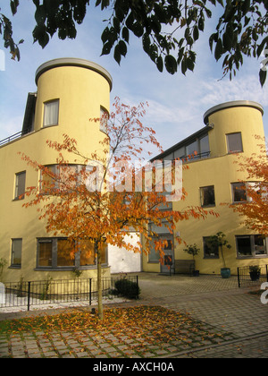 Row of identical terraced houses in modern architecture Almere Buiten Netherlands Stock Photo