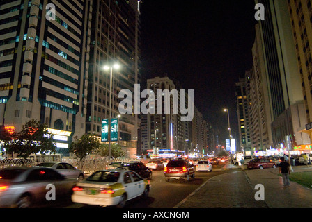 Hamadan Bin Mohamed St at Night Abu Dhabi Stock Photo