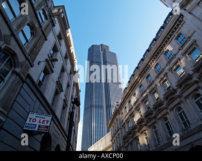Air conditioned offices to let sign in the city Nat West Tower London UK Stock Photo