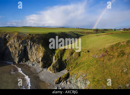 Rainbow over Coomeenmacarran, Near Bunmahon, The Copper Coast, County Waterford, Ireland Stock Photo