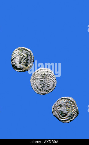 Silver Anglo saxon sceattas. sceats Stock Photo