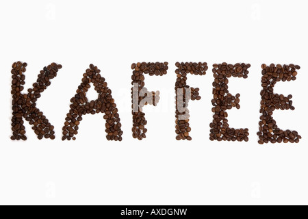 Coffee written with coffee beans