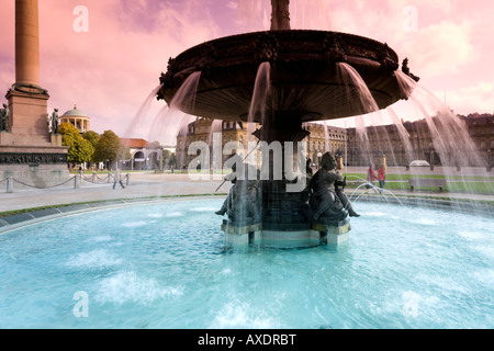Germany, Stuttgart, Fountain at the Schlossplatz