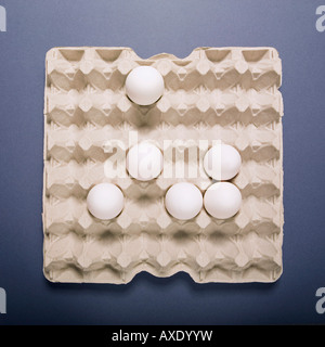 Eggs in tray, elevated view Stock Photo