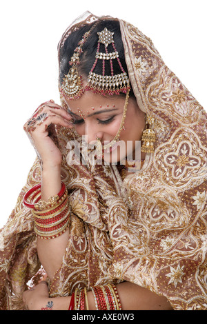 Close up of a bride blushing Stock Photo