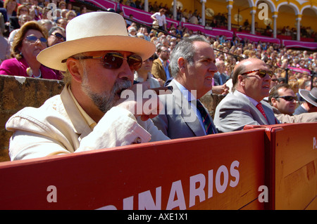 Man with cigar , coach competition in the bullfighting arena La Real Maestranza , Feria de Abril , Sevilla , Andalusia , Europe Stock Photo