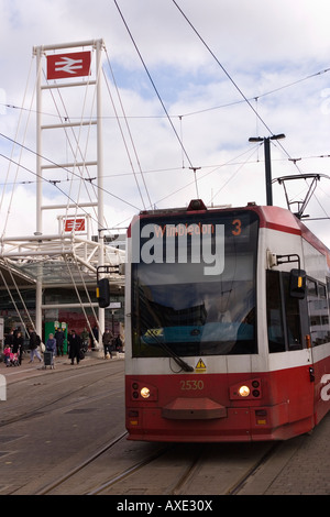 Tram outside East Croydon Stock Photo