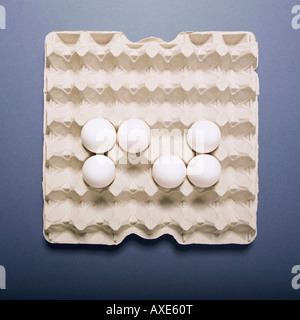 Eggs in tray, elevated view Stock Photo