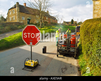 Remotely controlled traffic control sign at road repair work in Lacock Wiltshire England UK EU Stock Photo