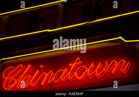 Red neon sign in Chinatown Los Angeles California Stock Photo